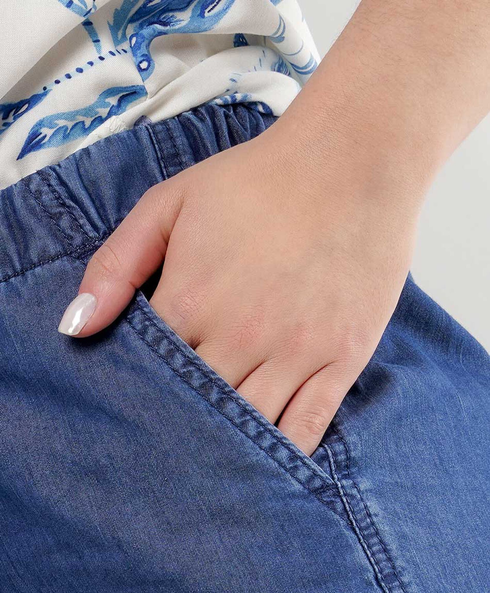 Pantalón mujer denim lazo wide Pantalón mujer denim lazo wide