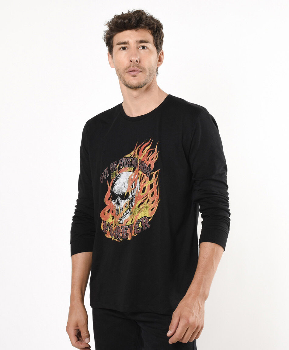 Polera hombre estampado fuego