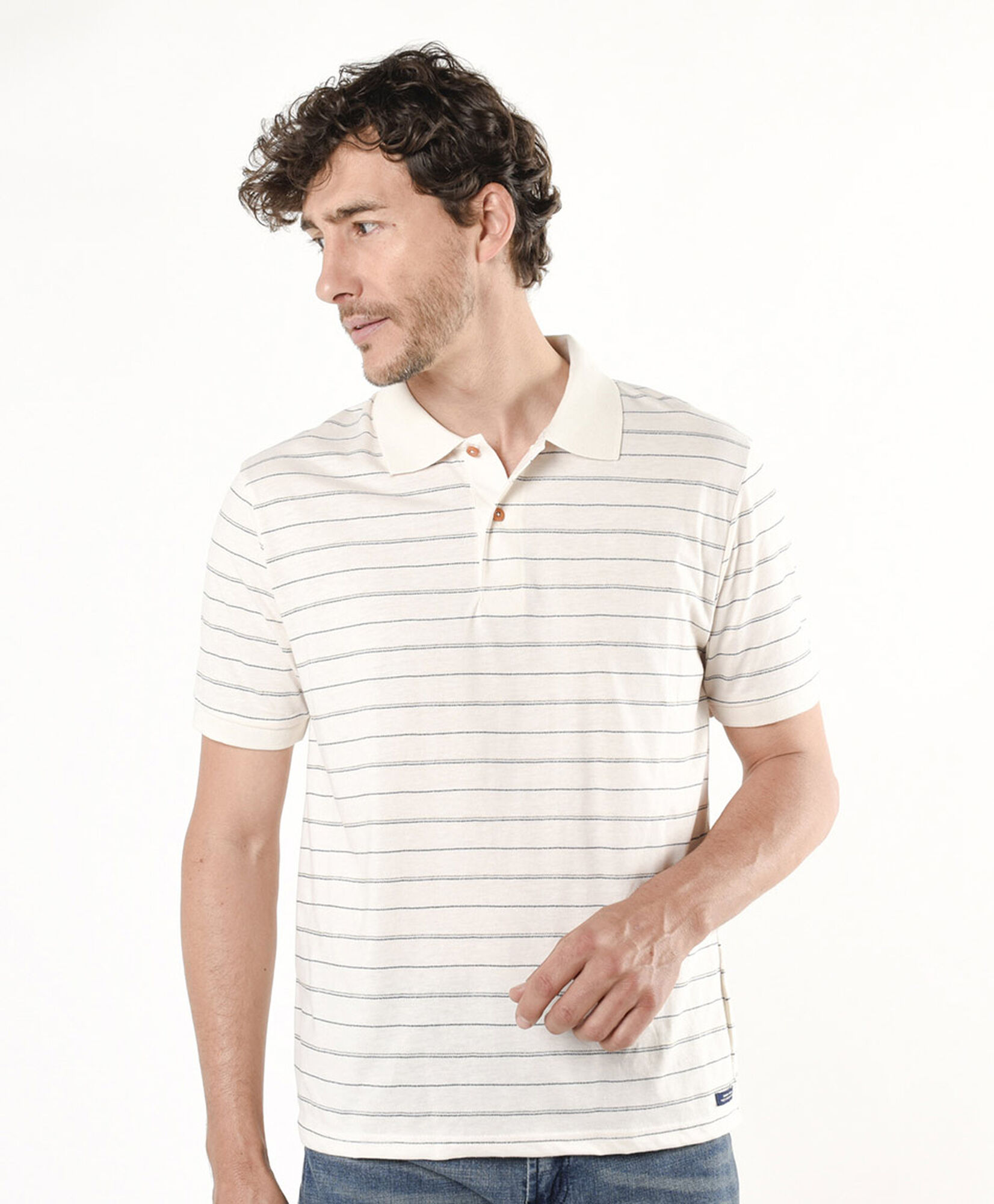 Polera hombre líneas cuello piqué Polera hombre líneas cuello piqué