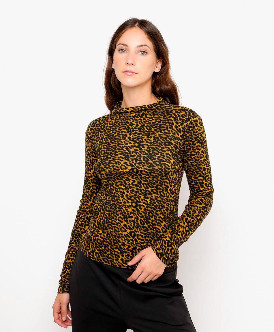 Polera mujer animal print fiera brown