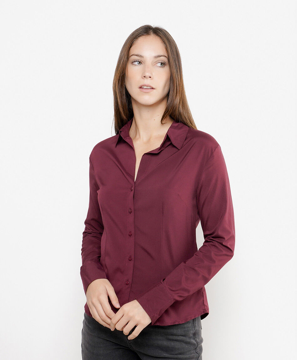 Blusa mujer entallada cranberry