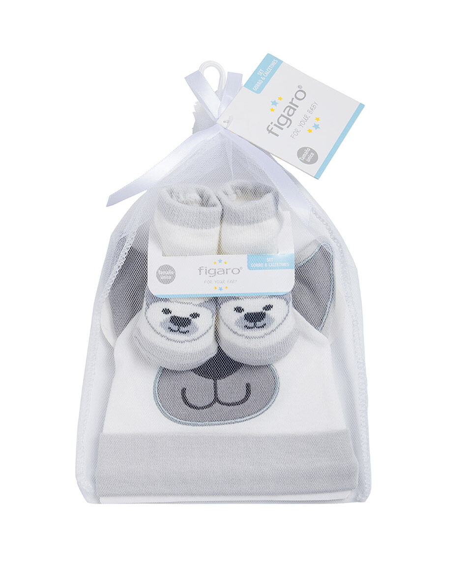 Set gorro + calcetines beb&eacute; animal