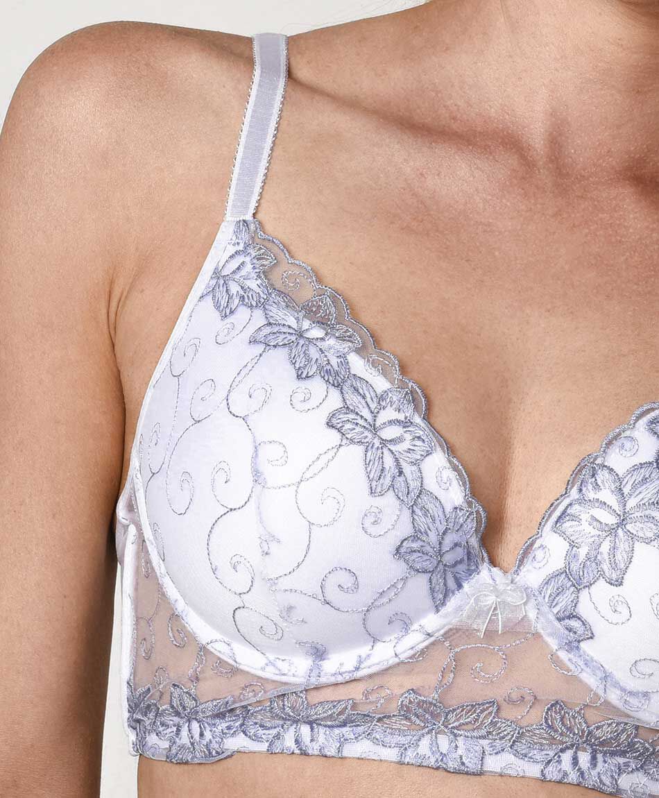 Sost&eacute;n mujer malla flores azules