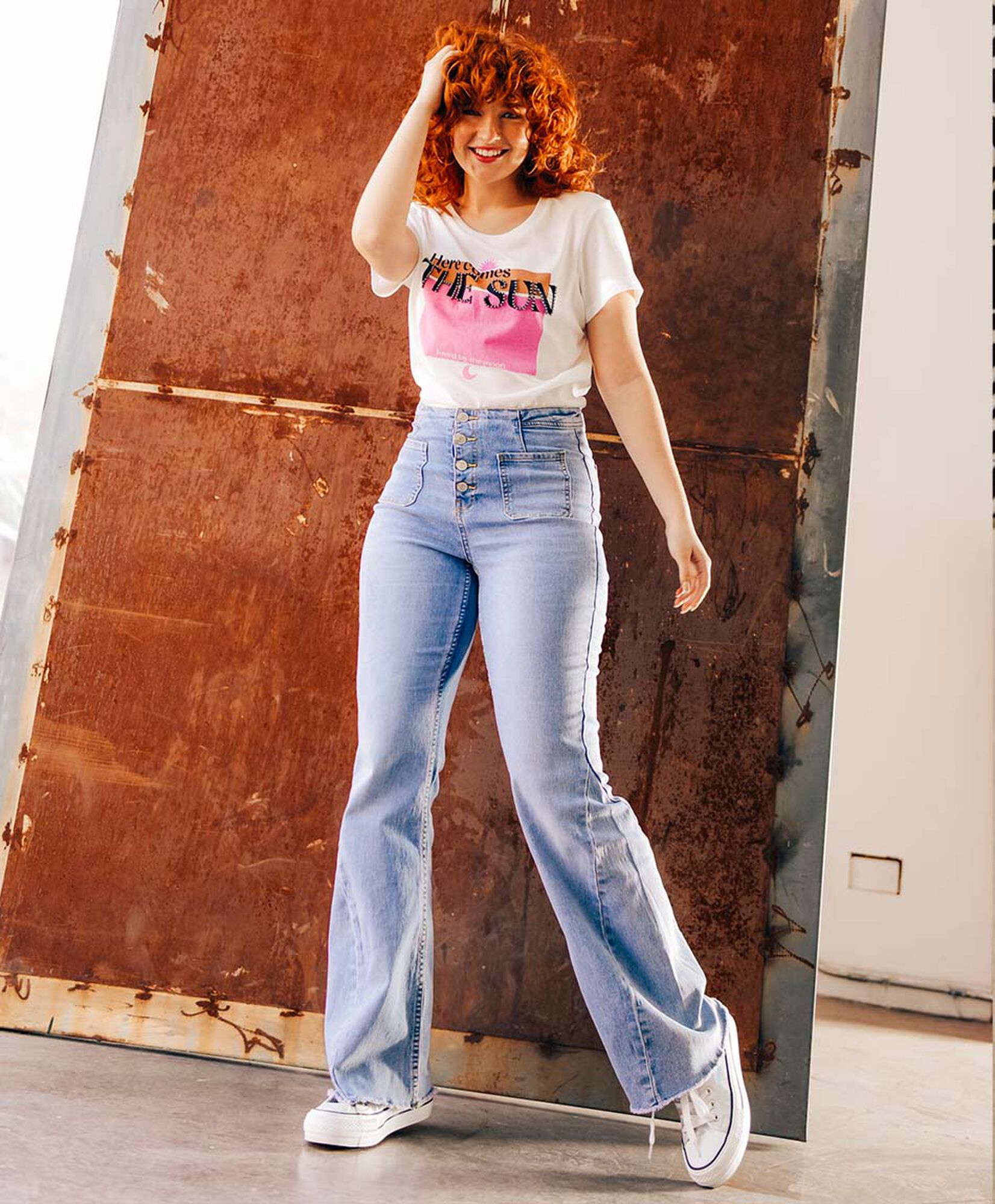 Jeans mujer botones wide Jeans mujer botones wide