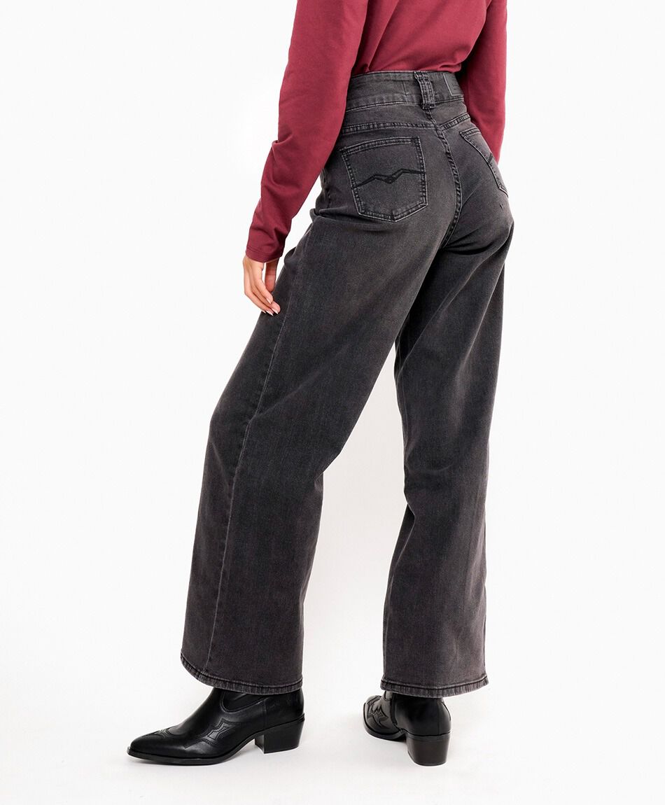 Jeans mujer alforza negro