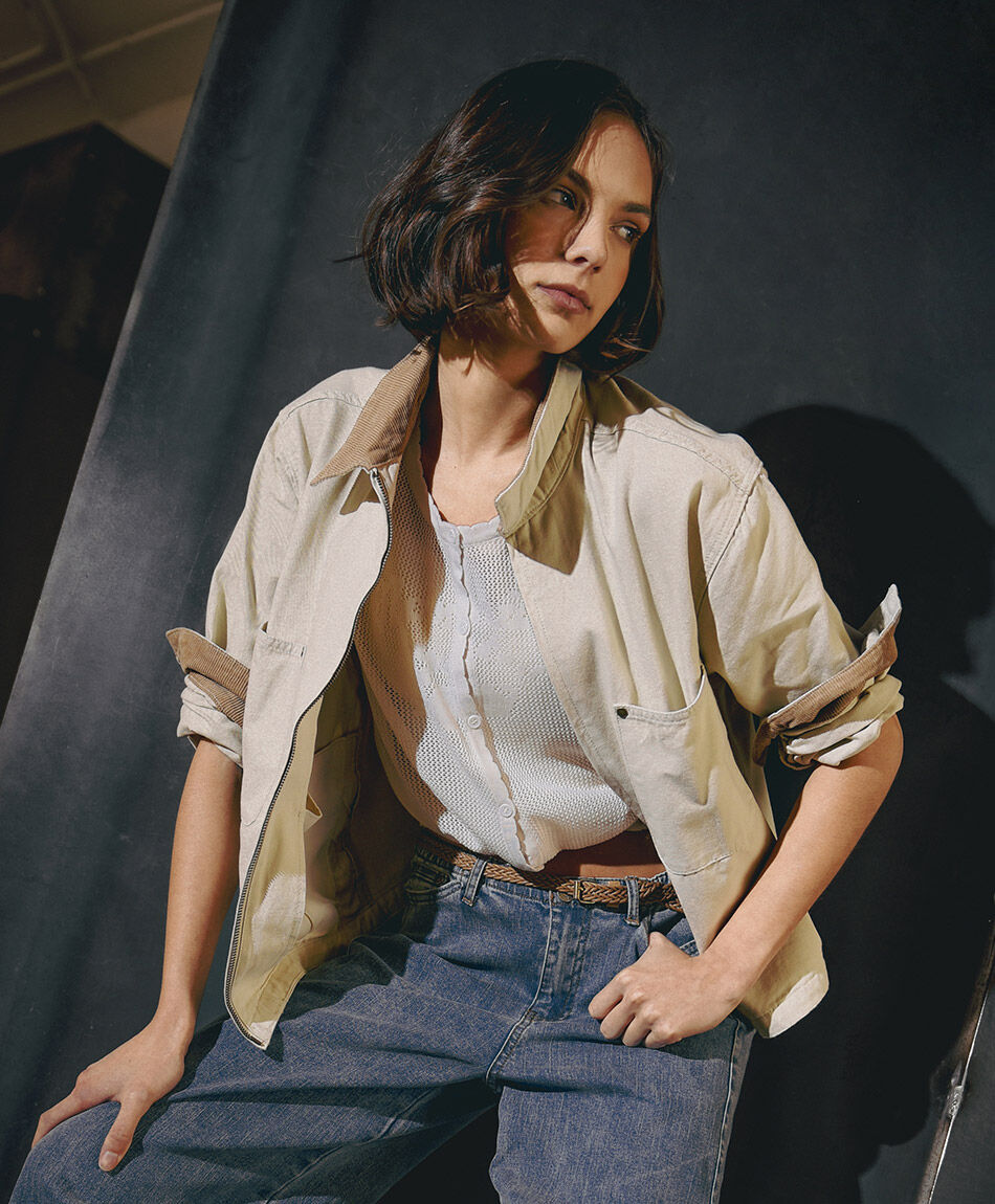 Chaqueta mujer canvas cuello corderoy