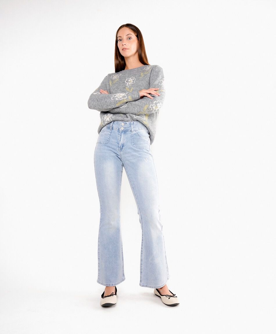 Jeans mujer  flare bordados