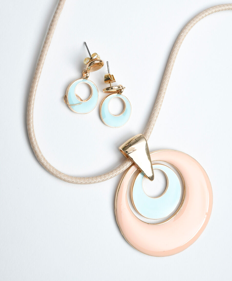 Set collar + aros mujer lazo 3 piezas