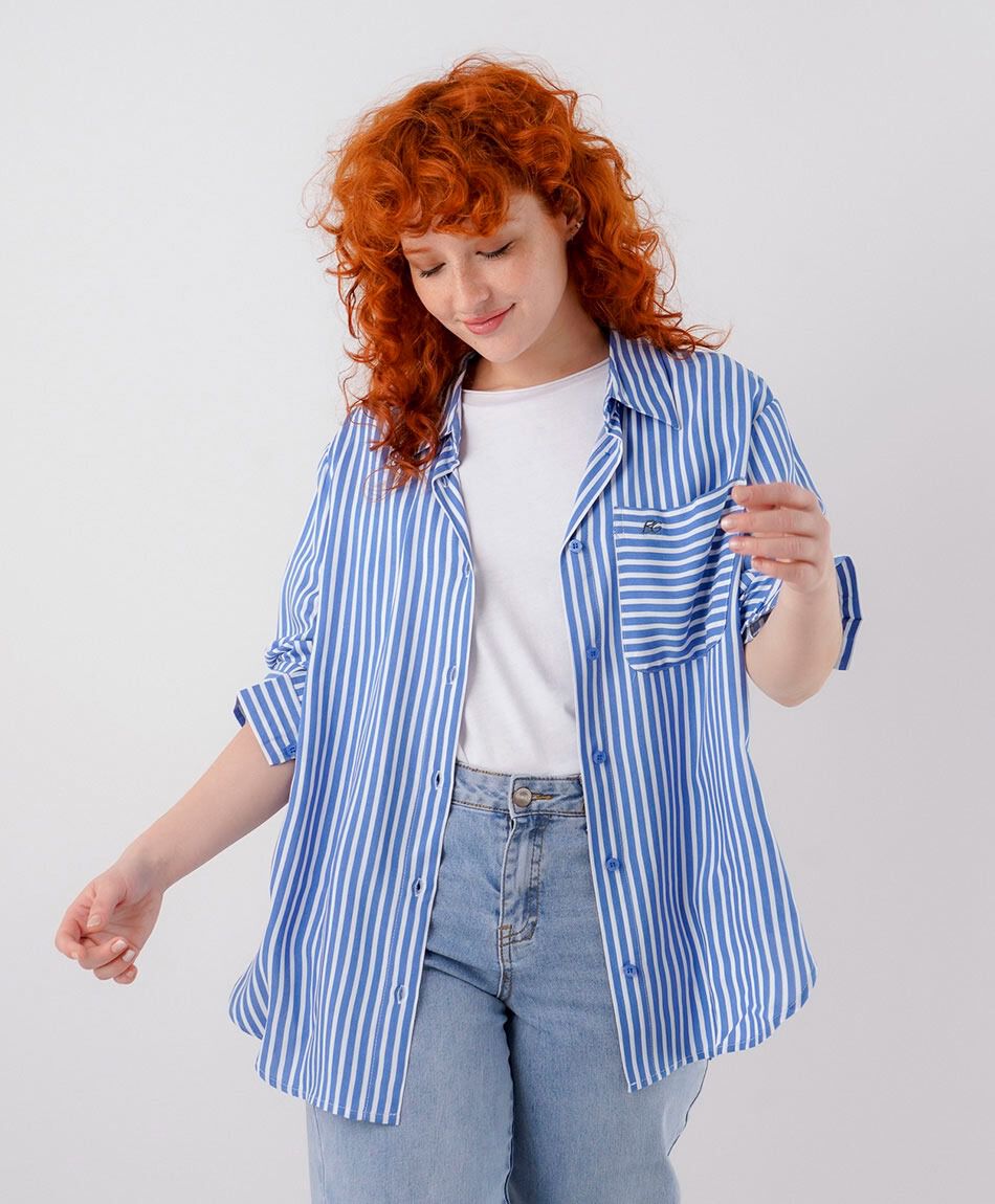 Blusa mujer l&iacute;neas bolsillo