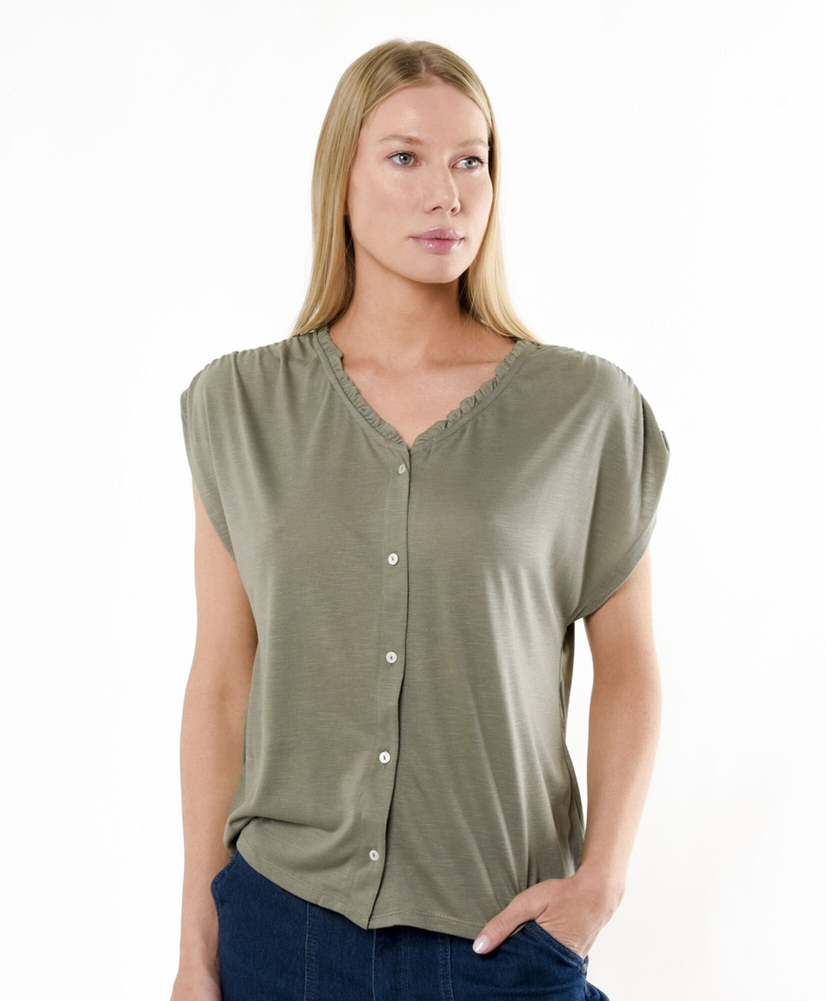 Polera mujer cuello vuelitos Polera mujer cuello vuelitos