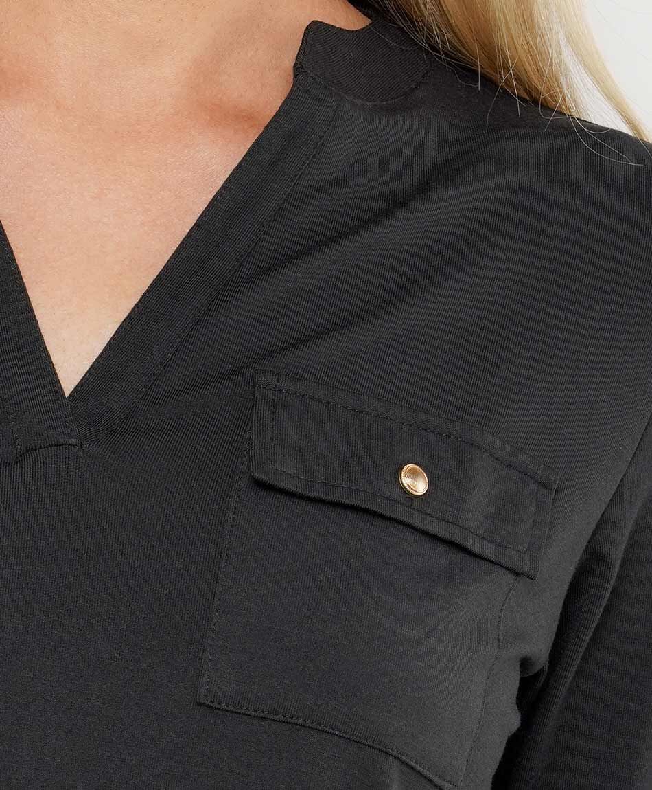 Polera mujer lisa doble bolsillo