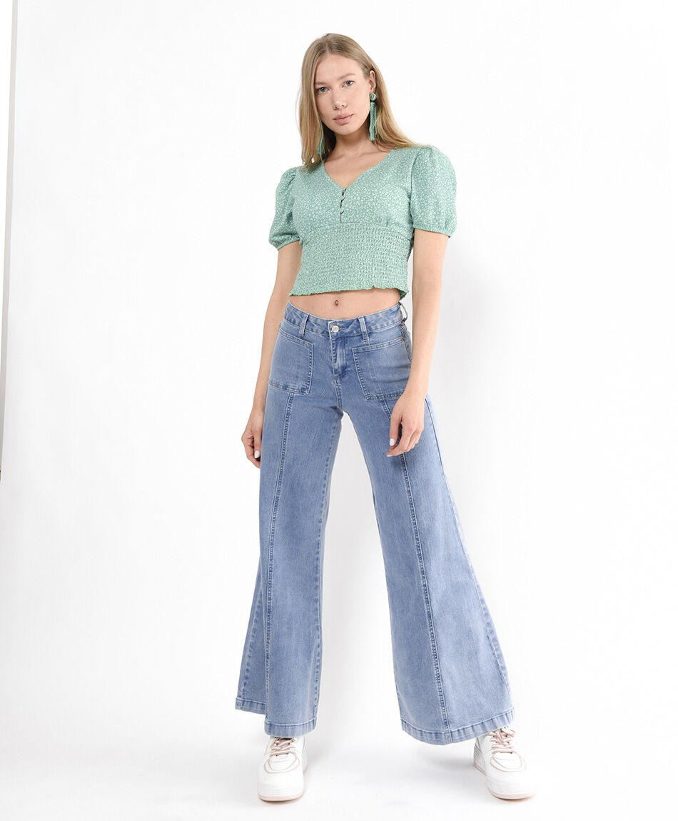 Jeans mujer costuras wide