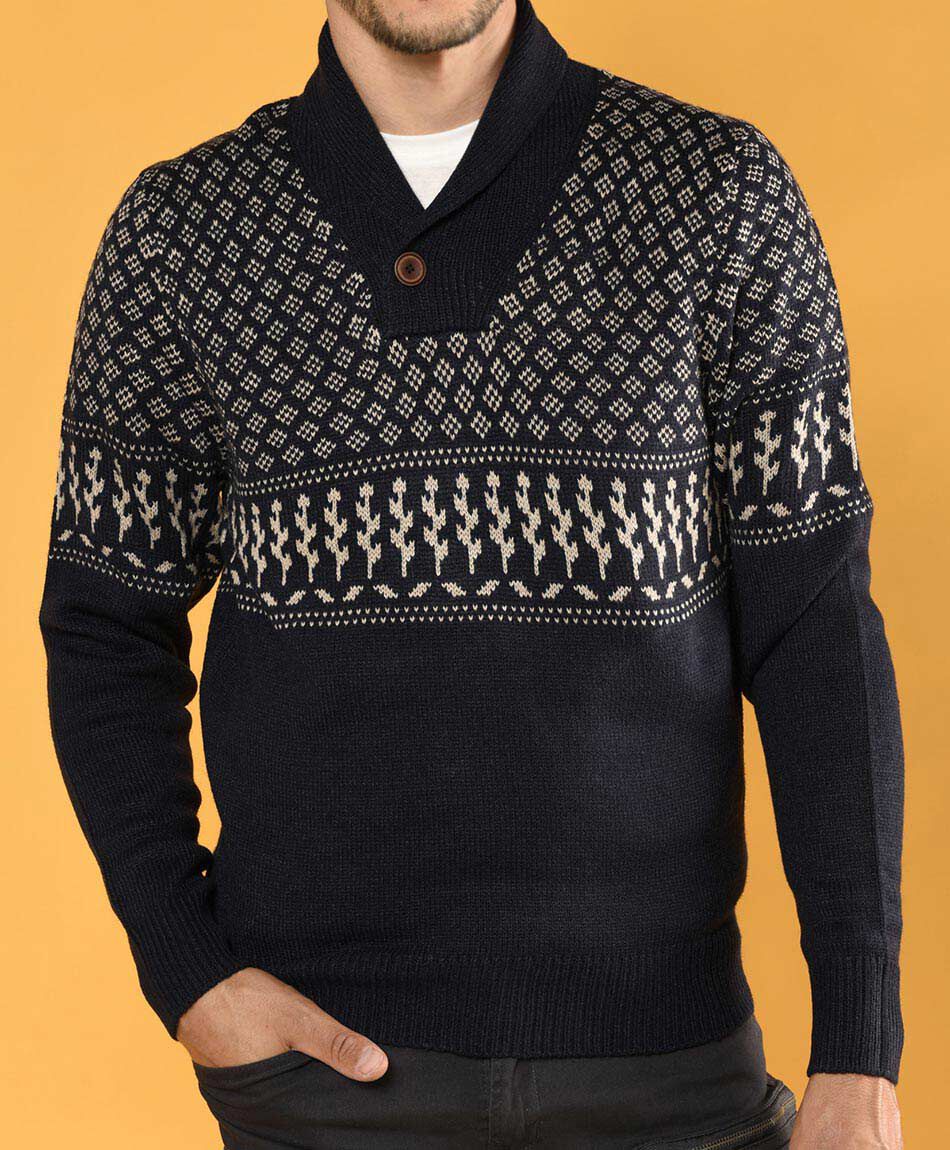 Sweater jacquard cuello en v