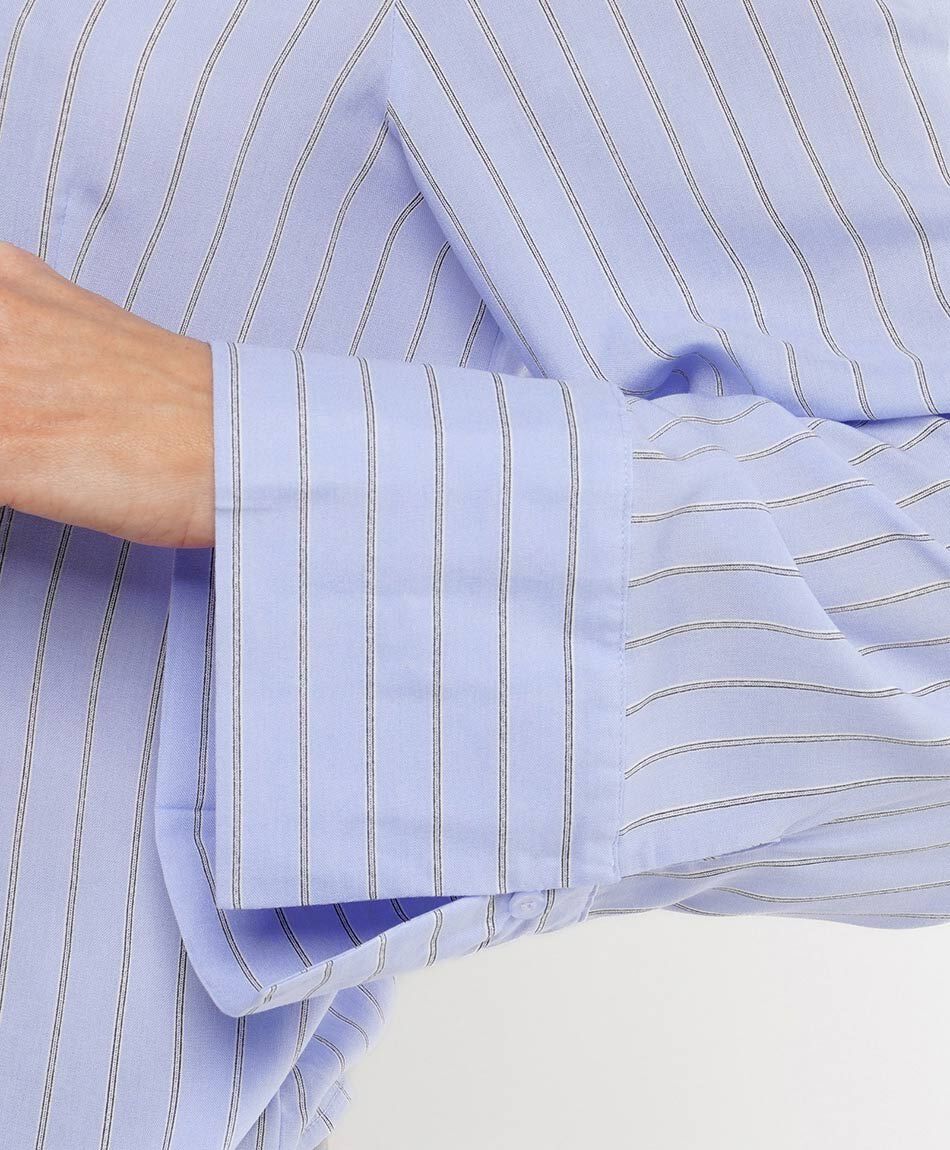 Blusa mujer l&iacute;neas manga ancha azul