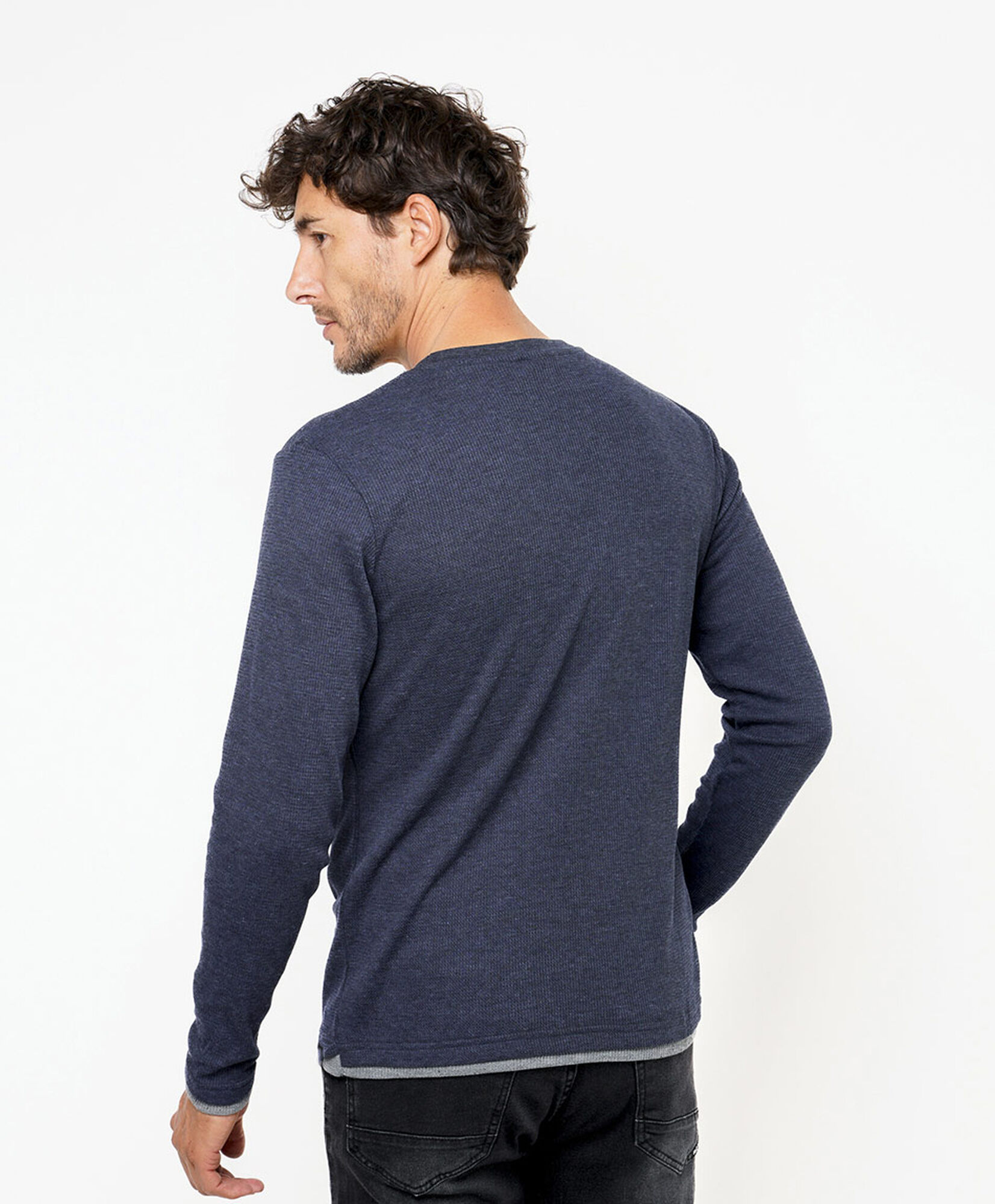 Polera hombre lisa manga larga azul Polera hombre lisa manga larga azul