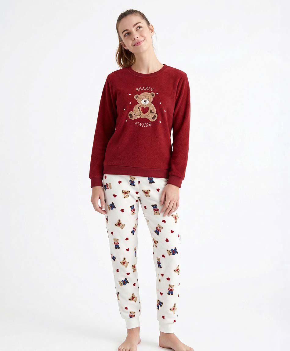 Pijama mujer polar ositos y corazones