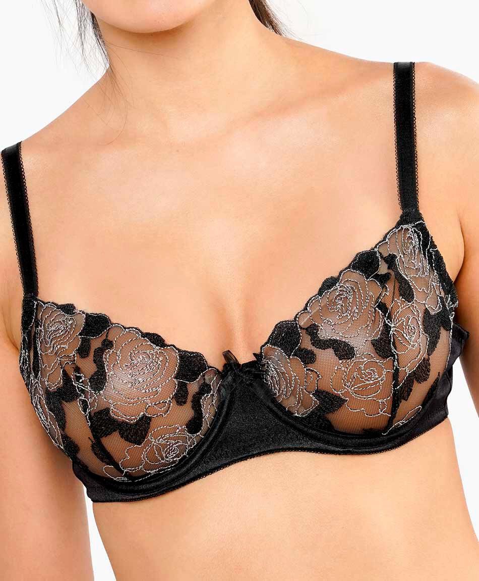 Sost&eacute;n mujer rosas bordadas