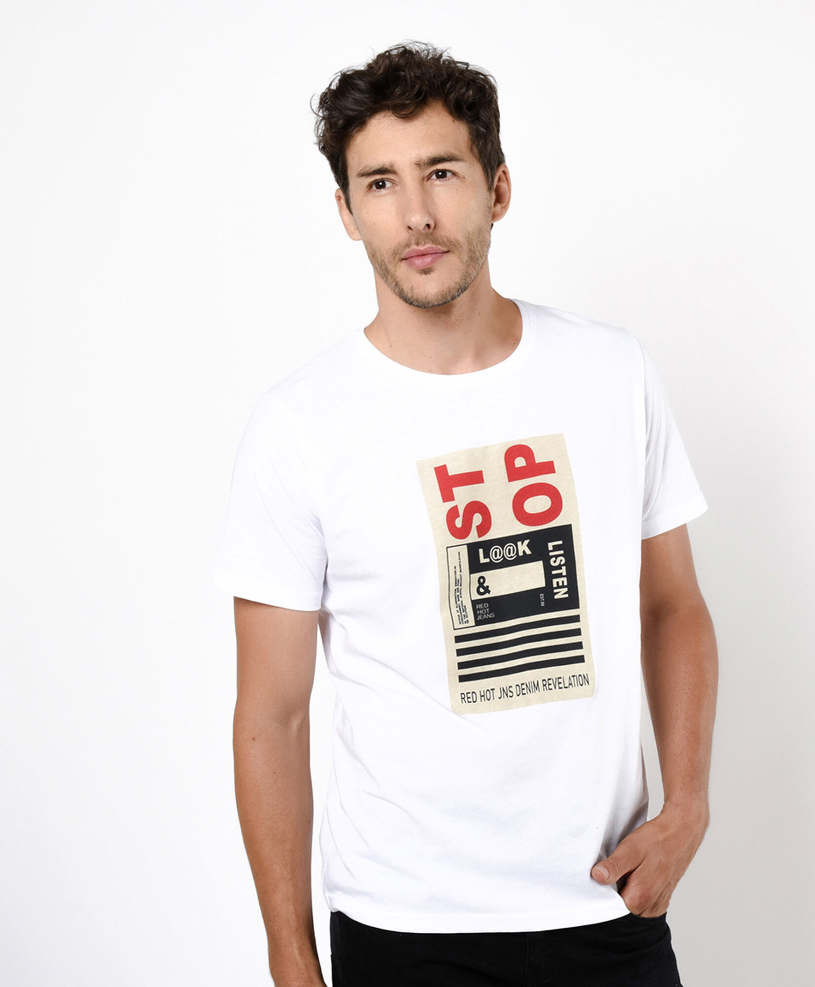 Polera hombre estampada stop Polera hombre estampada stop