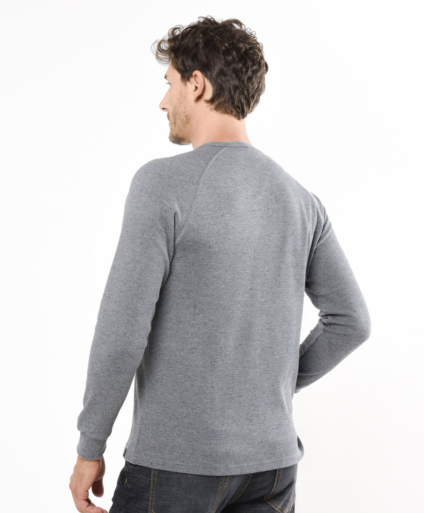 Polera hombre gris manga larga Polera hombre gris manga larga