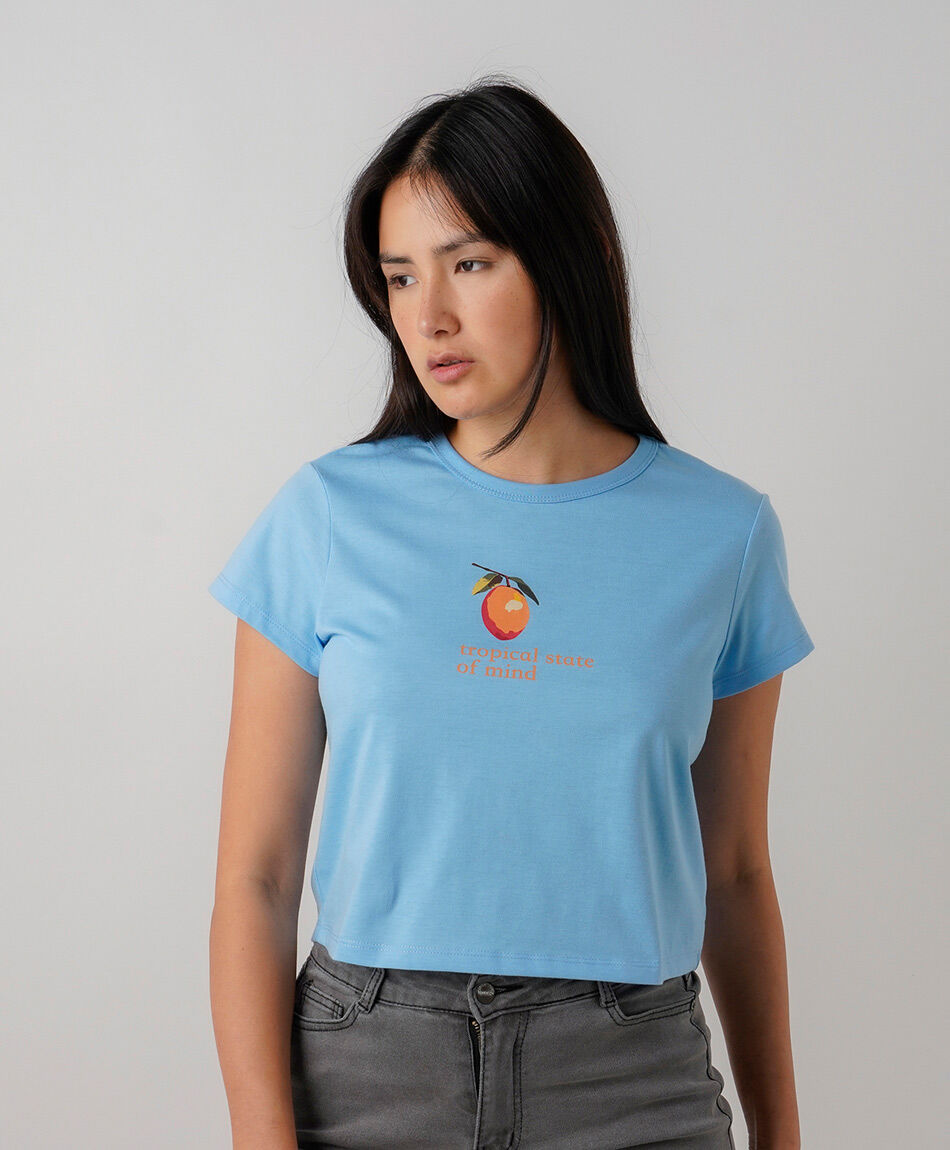 Polera mujer crop naranja
