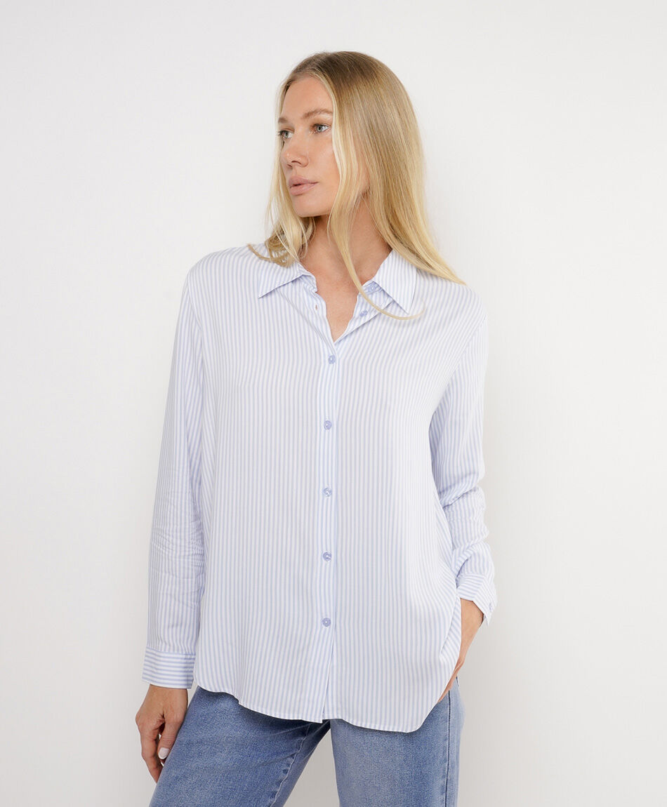 Blusa mujer l&iacute;neas azul