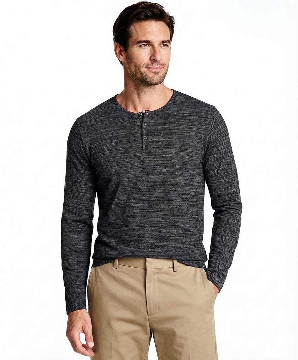 Polera hombre botones jaspeada