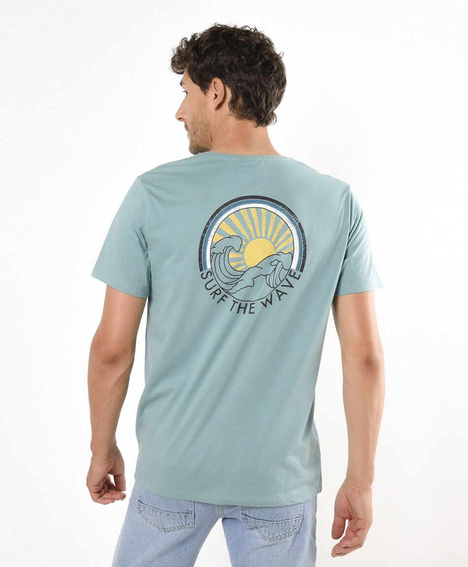 Polera hombre doble estampado olas
