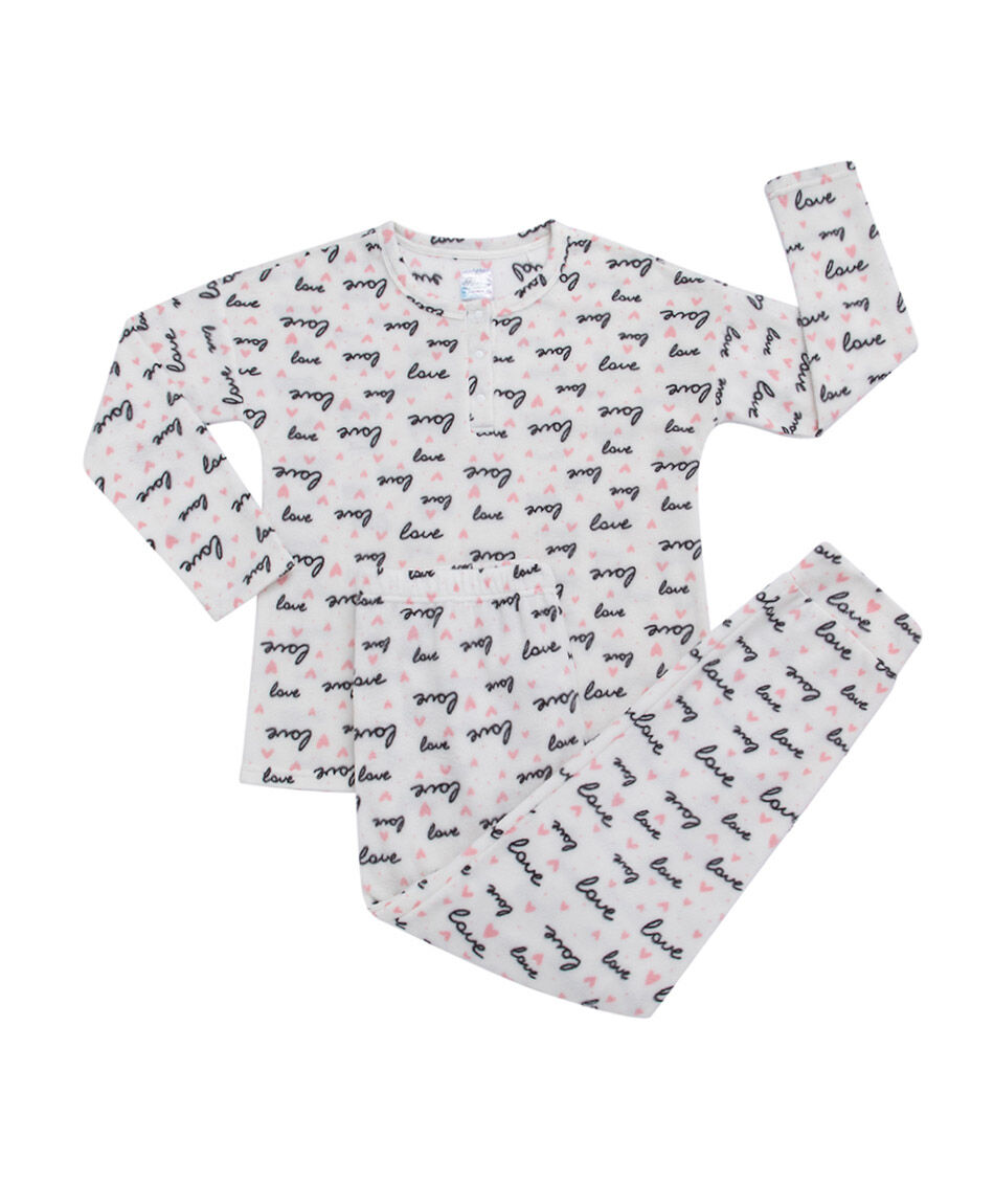 Pijama mujer  polar letras y  botones