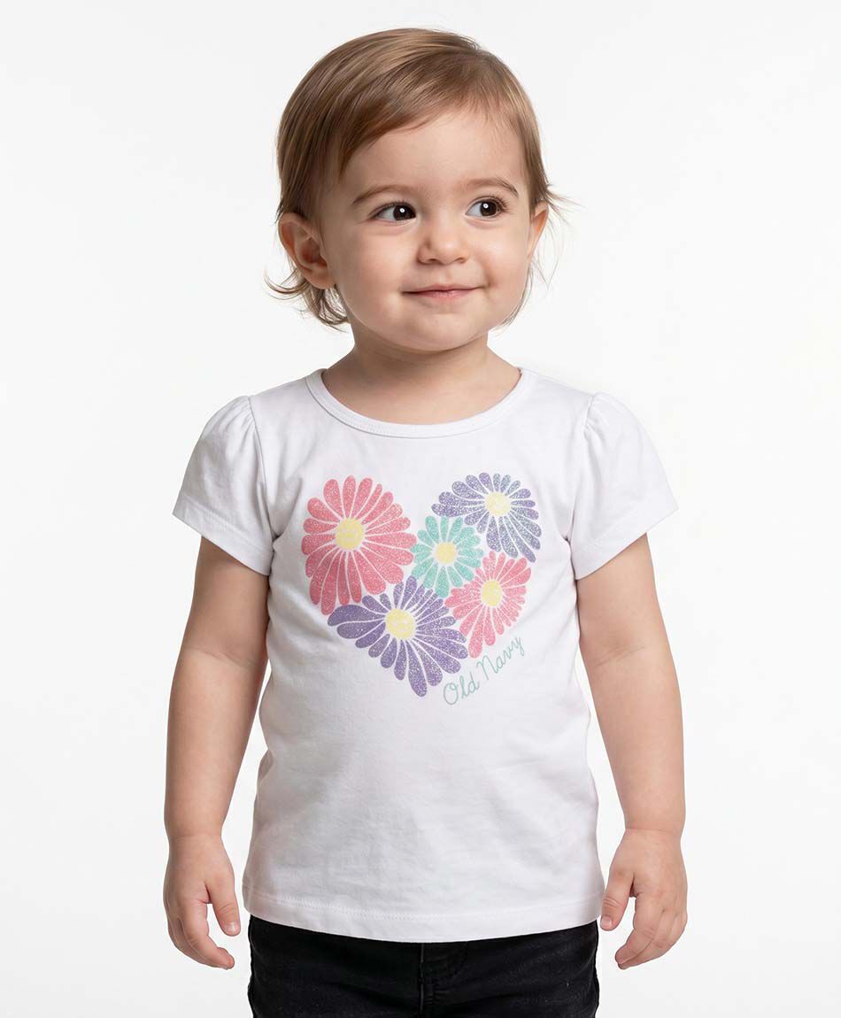 Polera beb&eacute; coraz&oacute;n con flores