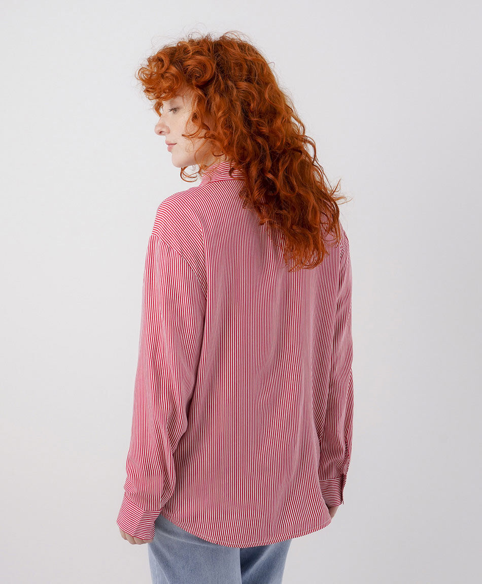 Blusa mujer camisera l&iacute;neas roja