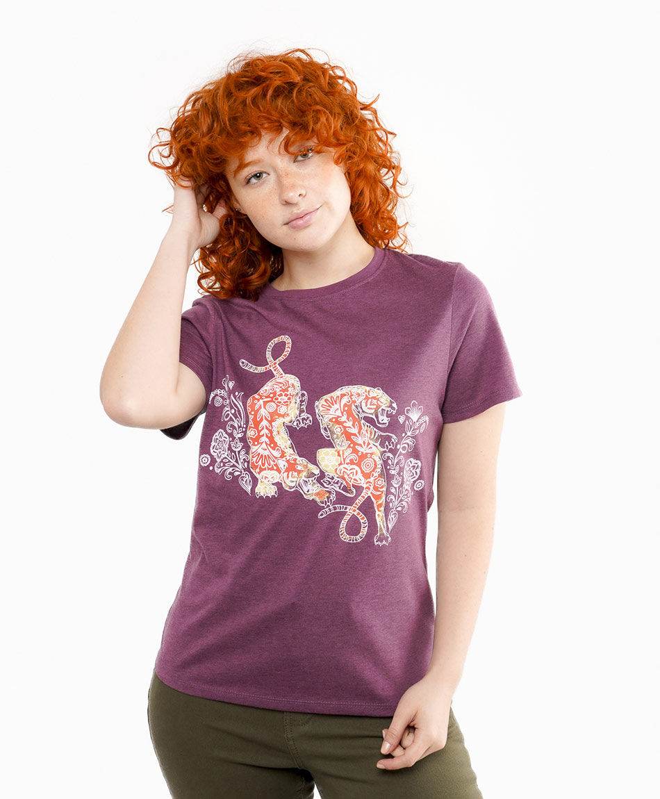 Polera mujer estampado tribal de tigres