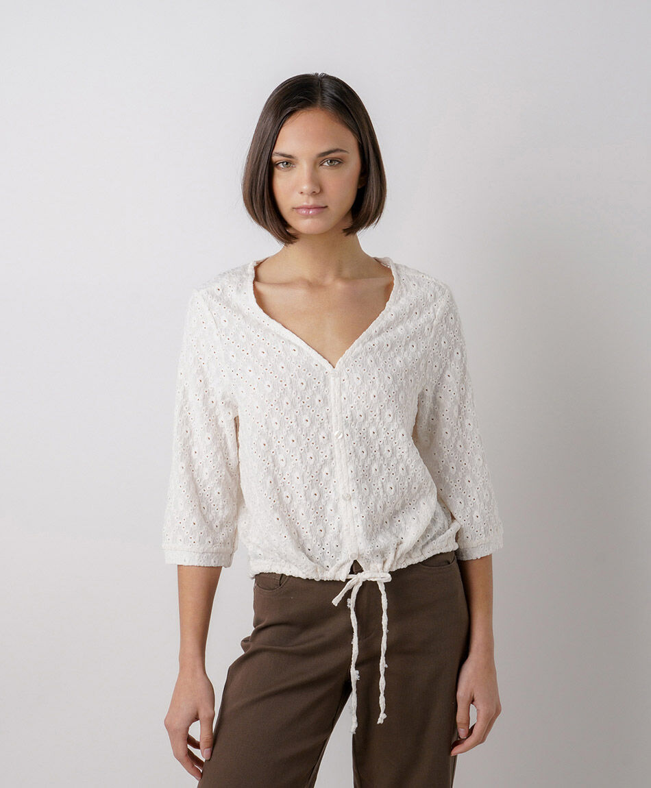 Polera mujer dise&ntilde;o flor lazo