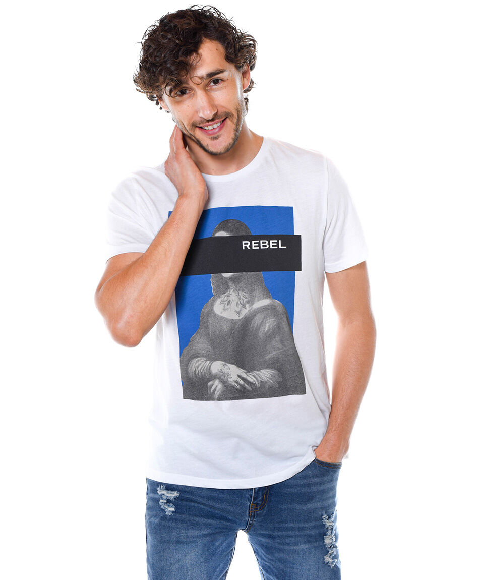 Polera estampada cuello redondo