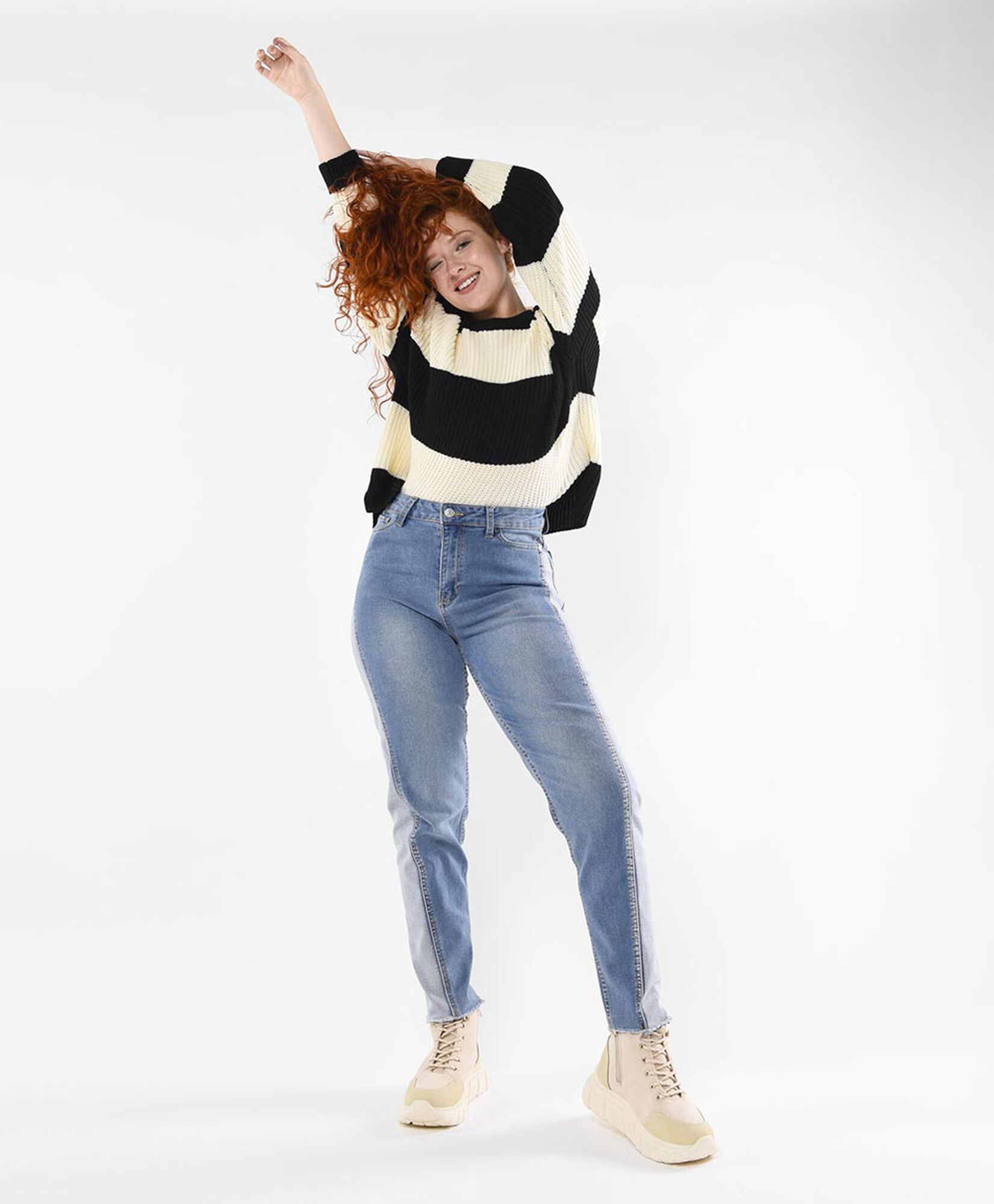 Jeans mujer bicolor tiro alto Jeans mujer bicolor tiro alto