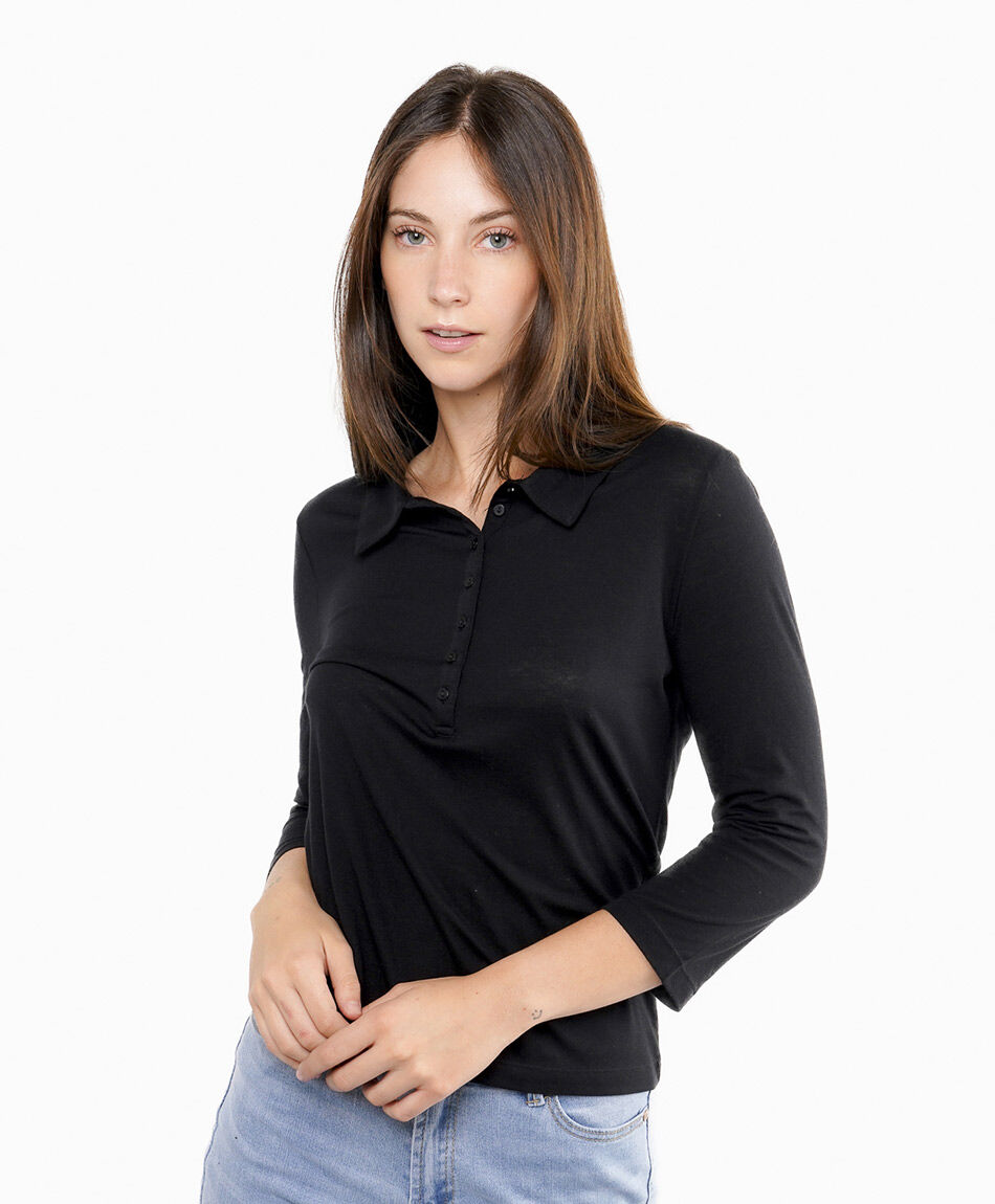 Polera mujer dise&ntilde;o botones black