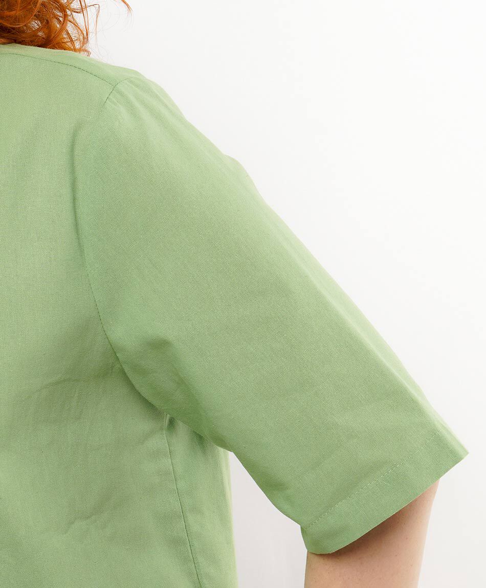 Blusa mujer lisa verde lino