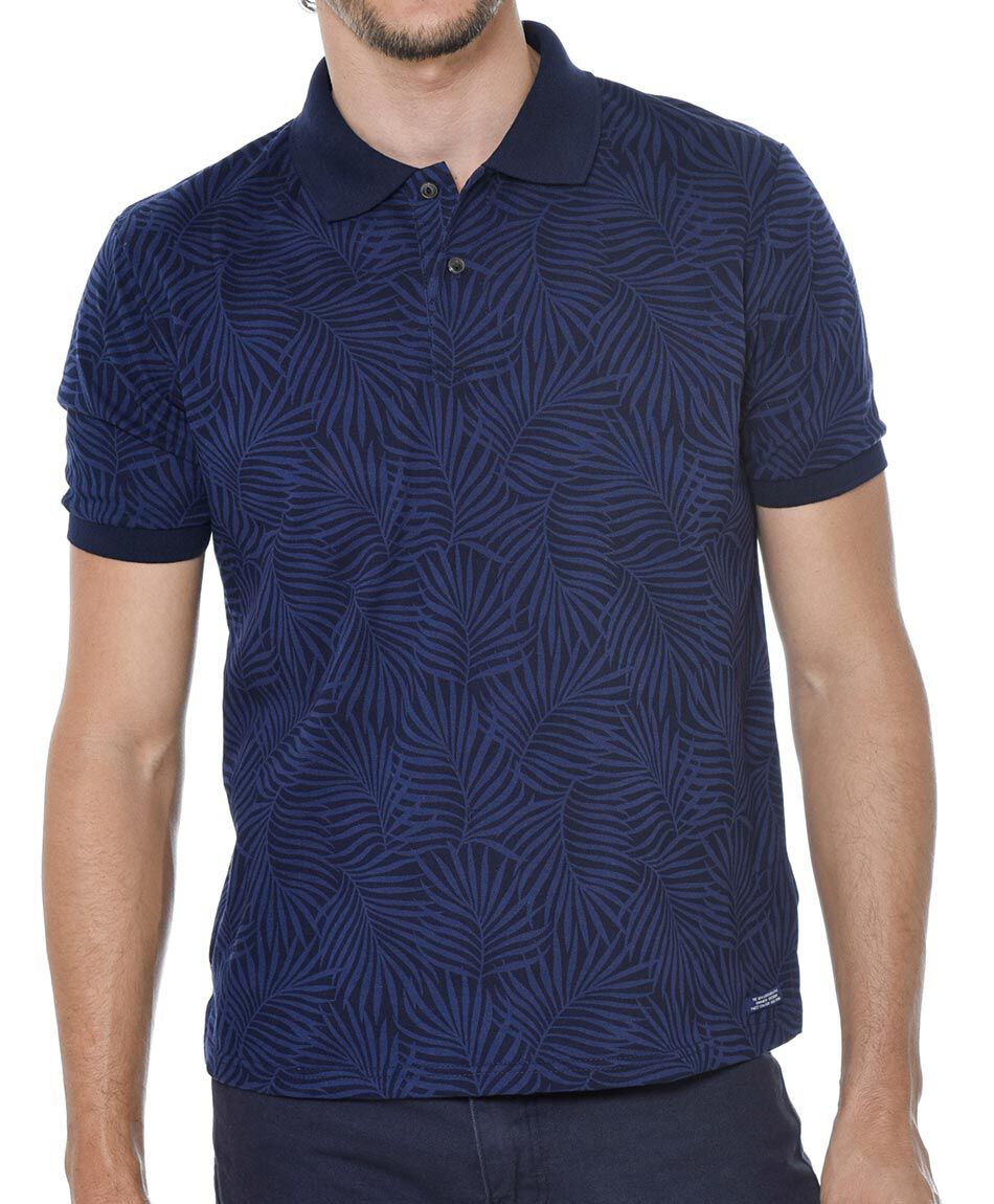 Polera cuello polo estampada