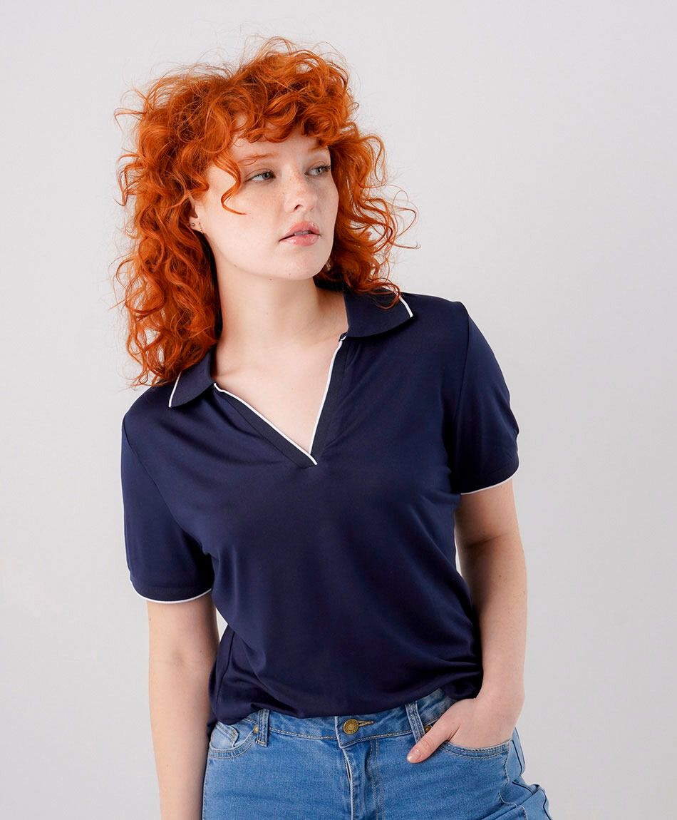 Polera mujer polo piping