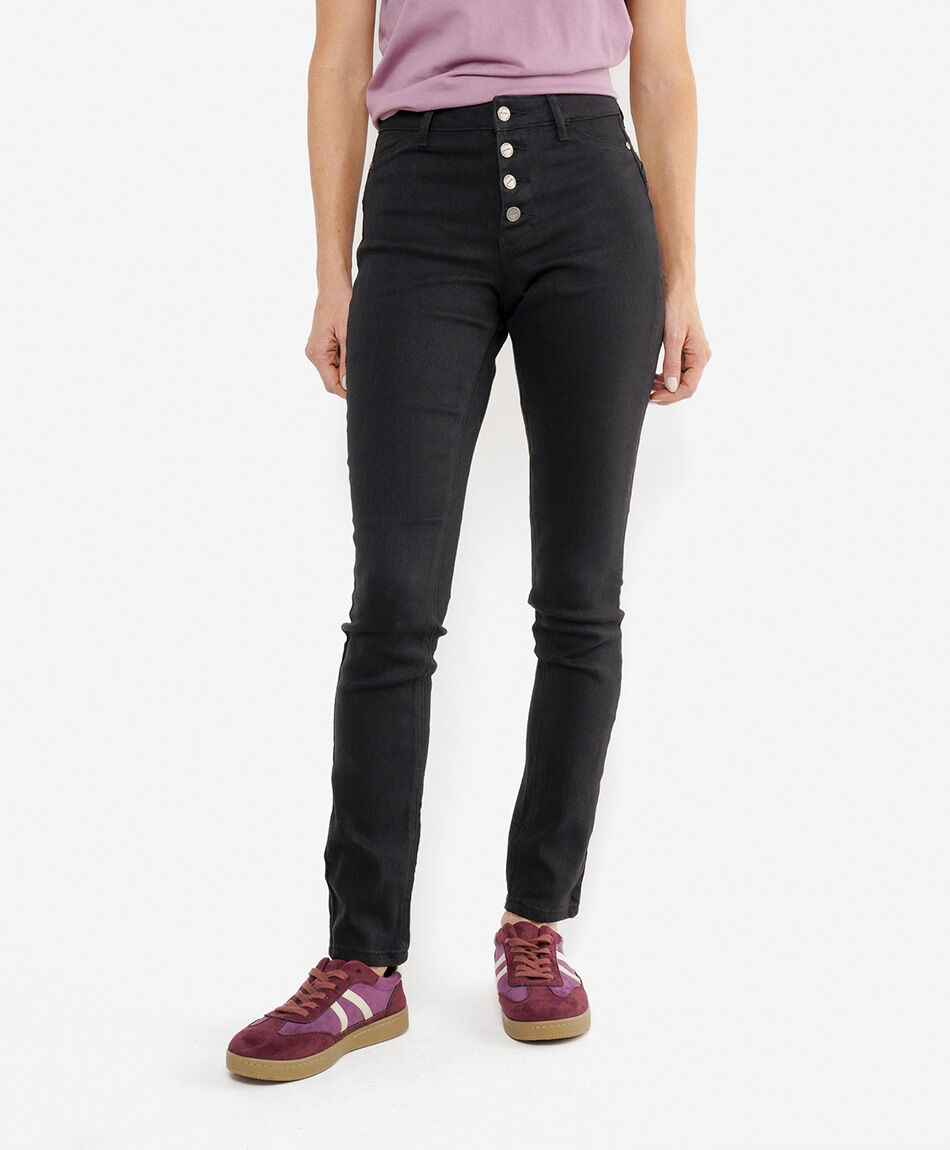 Jeans mujer liso botones skinny fit
