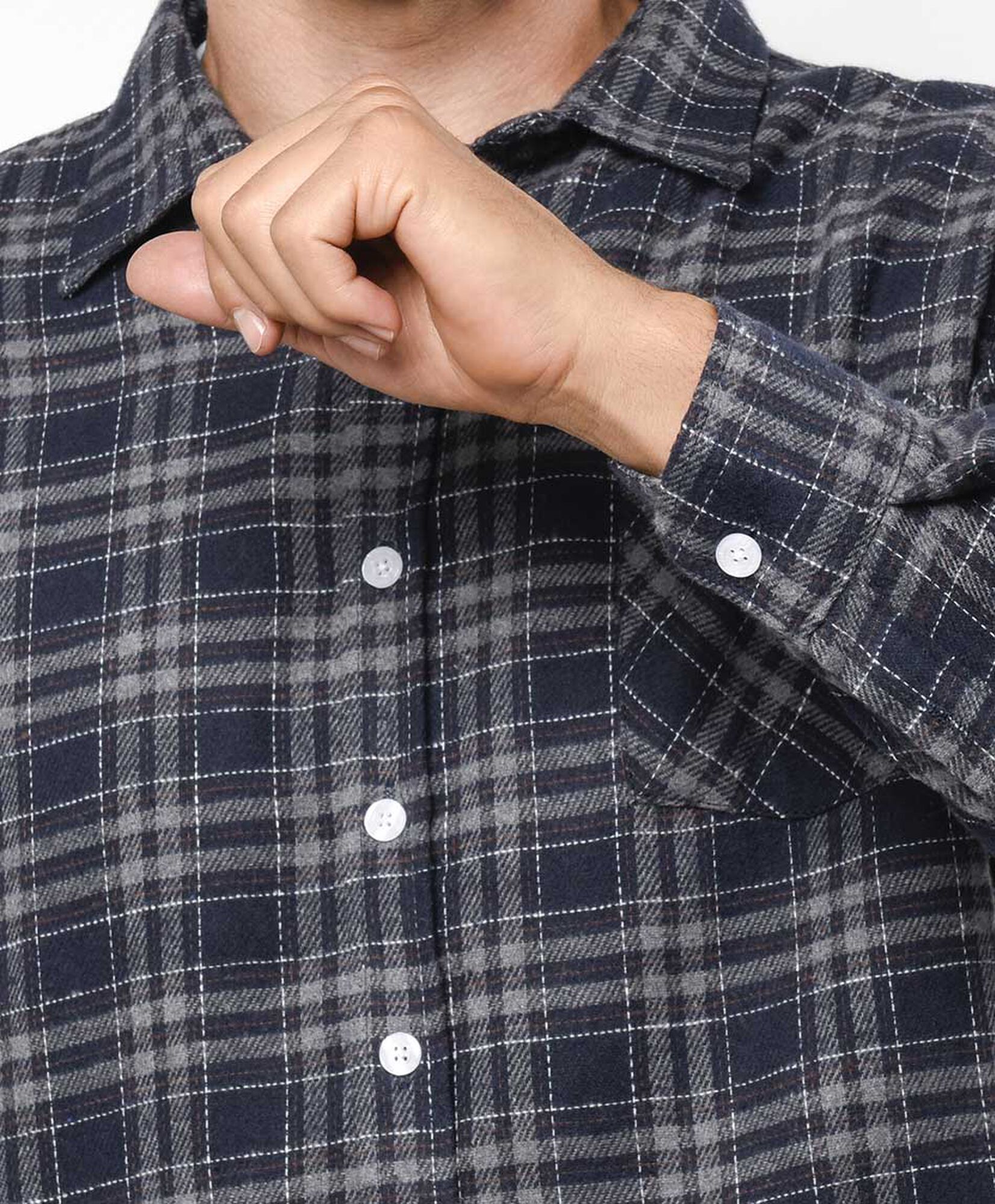 Camisa hombre franela gris y azul Camisa hombre franela gris y azul