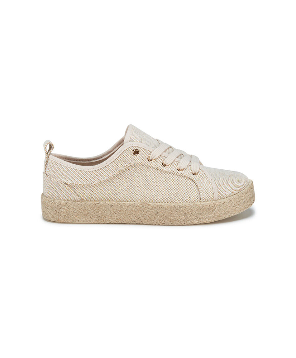 Zapatilla mujer rafia beige
