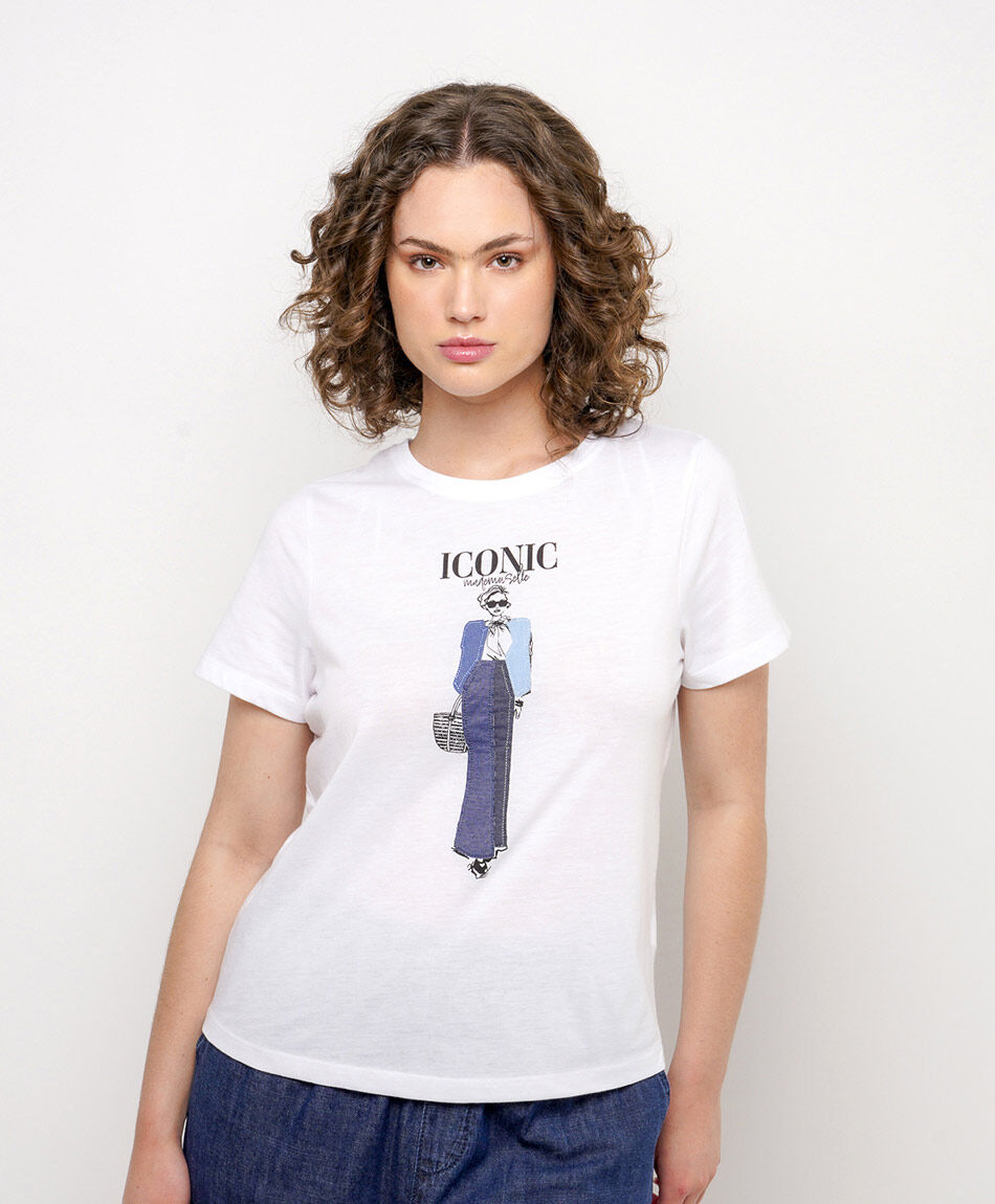 Polera mujer jeans bordado