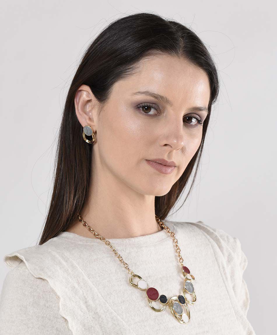 Set collar + aros mujer c&iacute;rculos 1 pieza