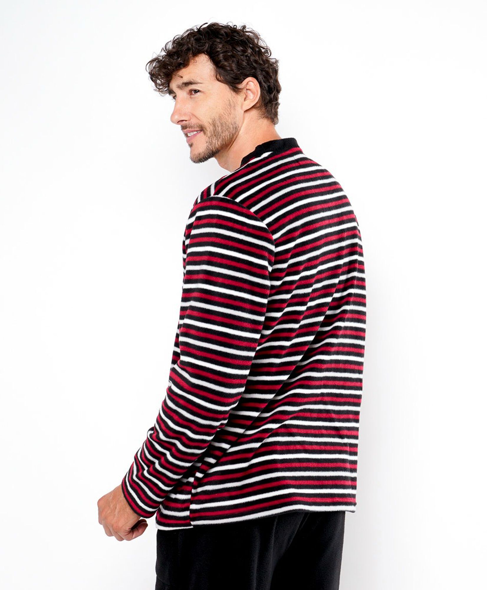 Pijama hombre polar líneas tricolor Pijama hombre polar líneas tricolor