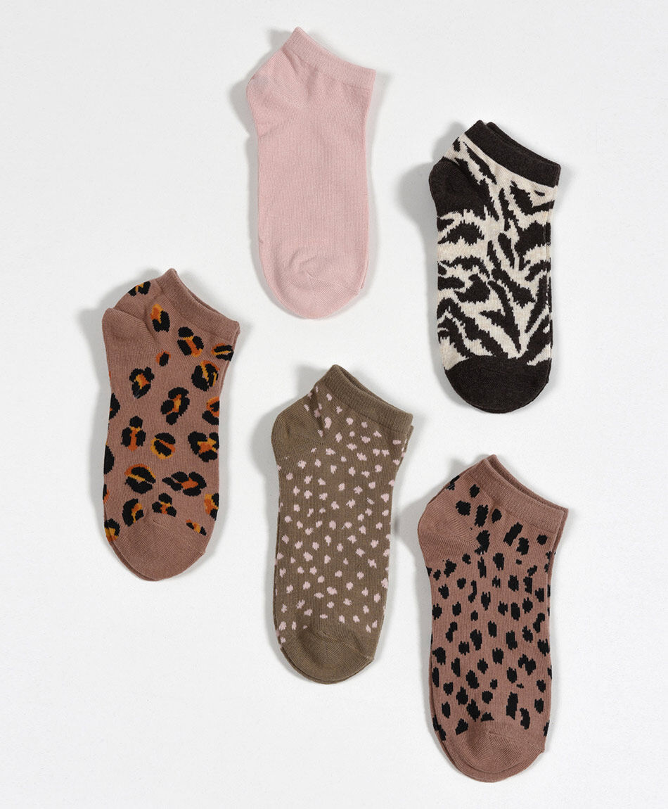 Pack 5 calcetines mujer cortos animal print