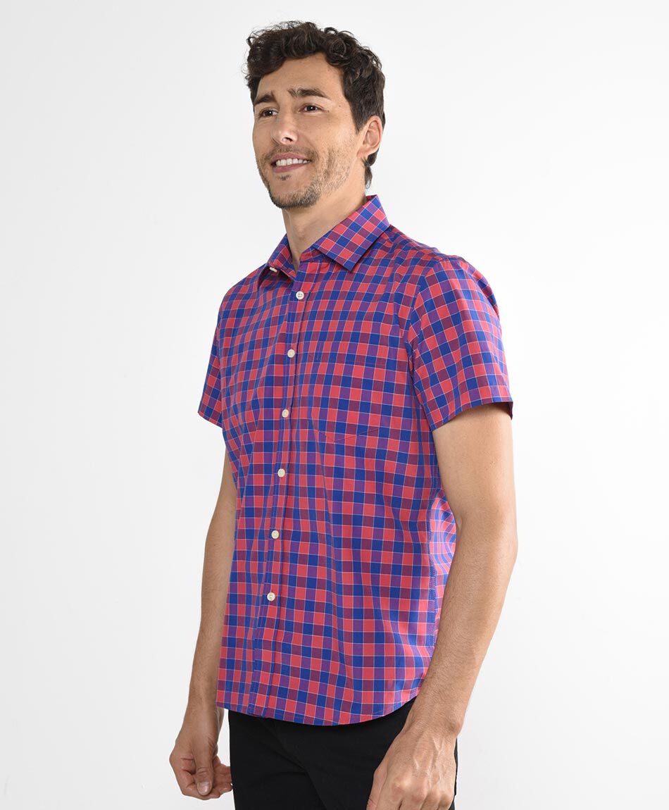 Camisa cuadros manga corta
