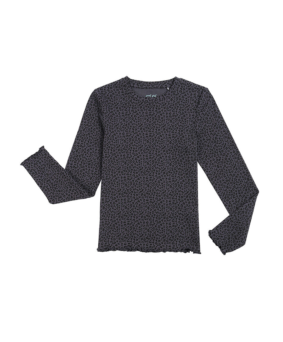 Polera ni&ntilde;a animal print grey