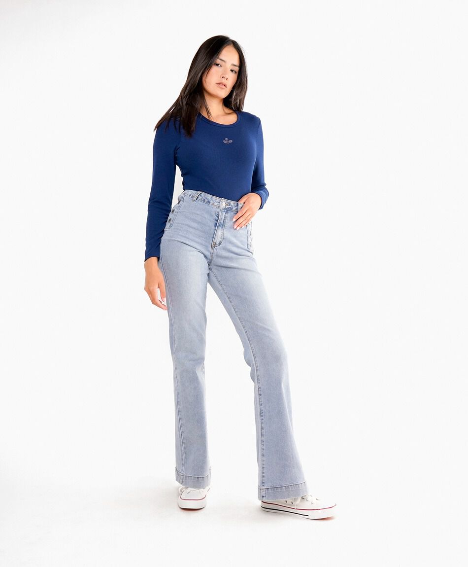 Jeans mujer palazzo bota blue