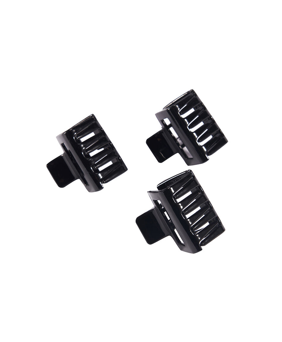 Set 3 pinza mujer rectangular negra