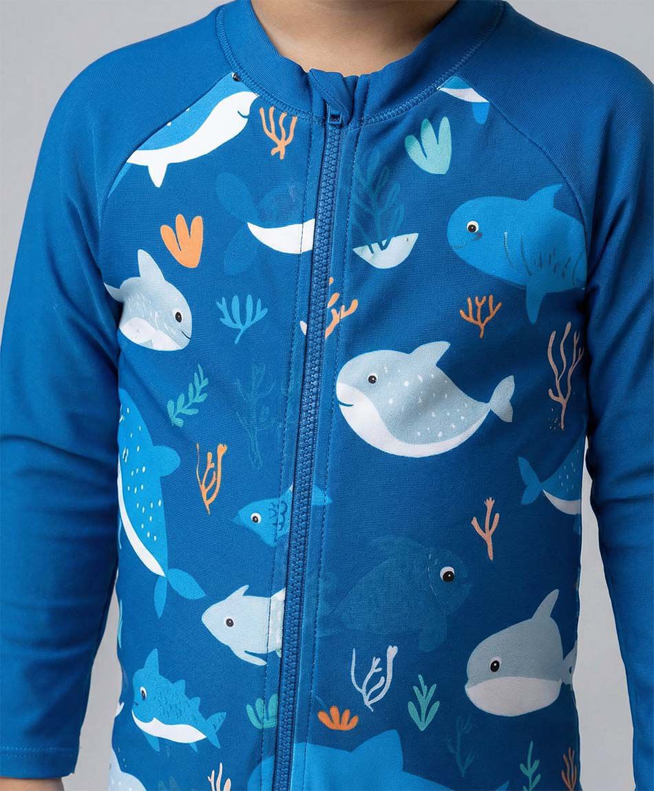 Traje de ba&ntilde;o beb&eacute; entero tiburones